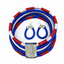 Multilayer Tribal Choker Earrings Set Colorful Rope Weave African Necklaces Woven Chunky Bib Statement Torque Clasps Necklace