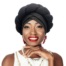 Ready African Auto Gele Headtie Big Braid Turban Cap for Women Nigeria Female Head Wraps Lady Fashion Headgear Turbante Mujer