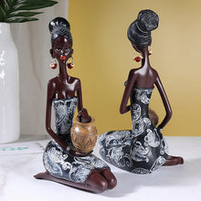 NORTHEUINS Resin Vintage African Crafts Ornament Black Women Art Sculpture Home Living Room Desktop Decor Figurines for Interior